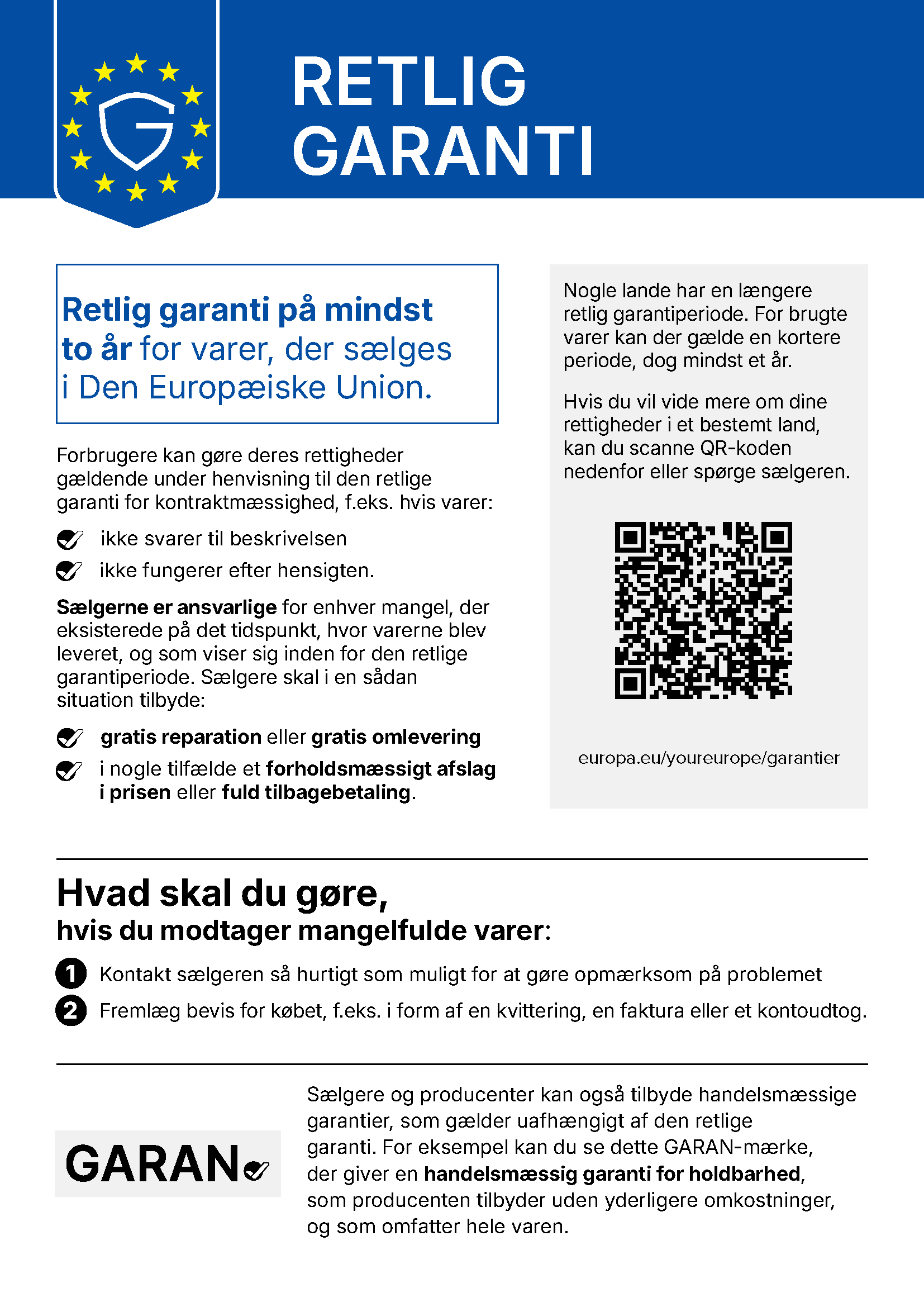 Vilkår for udvidet producentgaranti (GARAN)