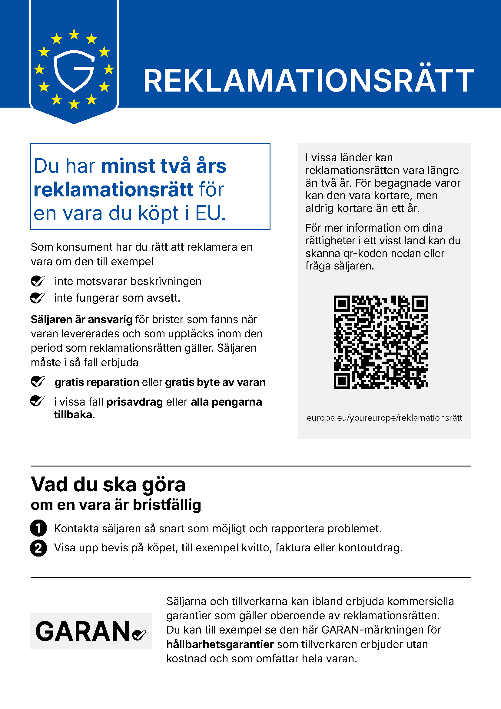 Villkor för utökad tillverkargaranti (GARAN)